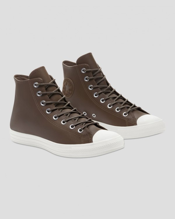 Converse Chuck Taylor All Star Seasonal Leather Brune Sko Danmark - Converse Høje Sneakers Herre - 4